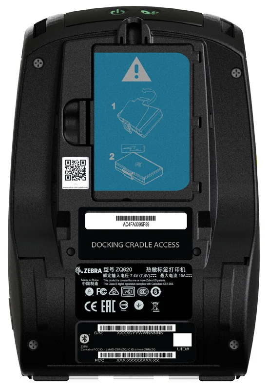 Zebra ZQ620 - Vue arrière — guide officiel Zebra