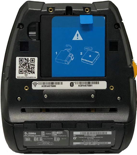 Zebra ZQ630 - Rear view — official Zebra guide